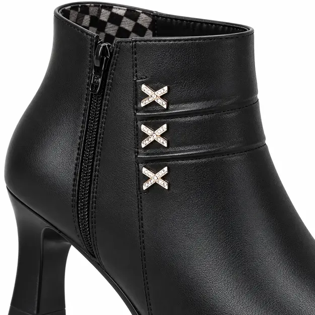 bottines femme noires a talon aiguille 7 cm detail des ornements et du talon 45066