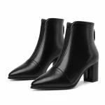 Bottines femme noires à talon carré avec couture centrale élégante