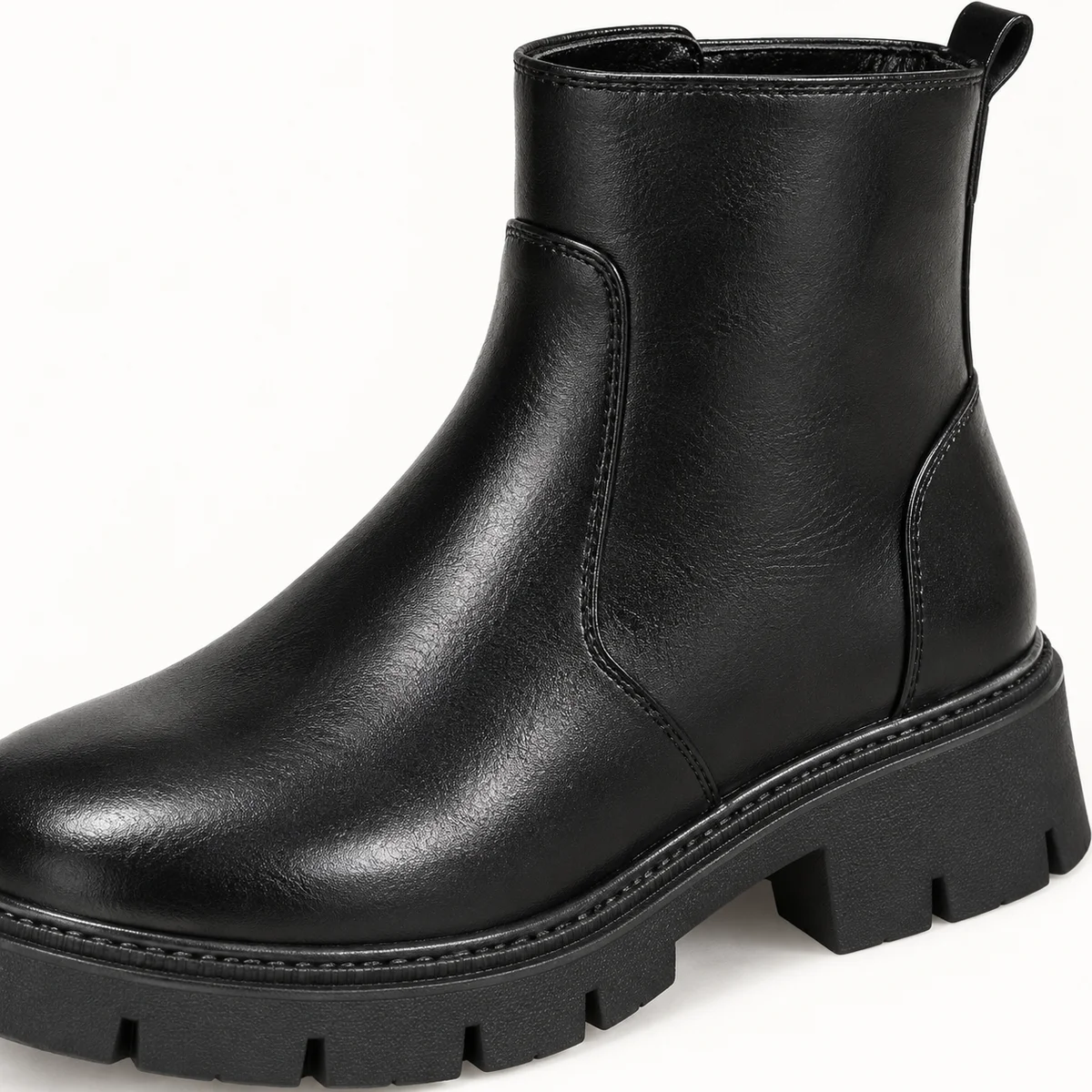 Chaussures feminines noires à zip et semelle antidérapante moderne