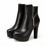Bottines femme noires à zip doré avec plateforme élégante