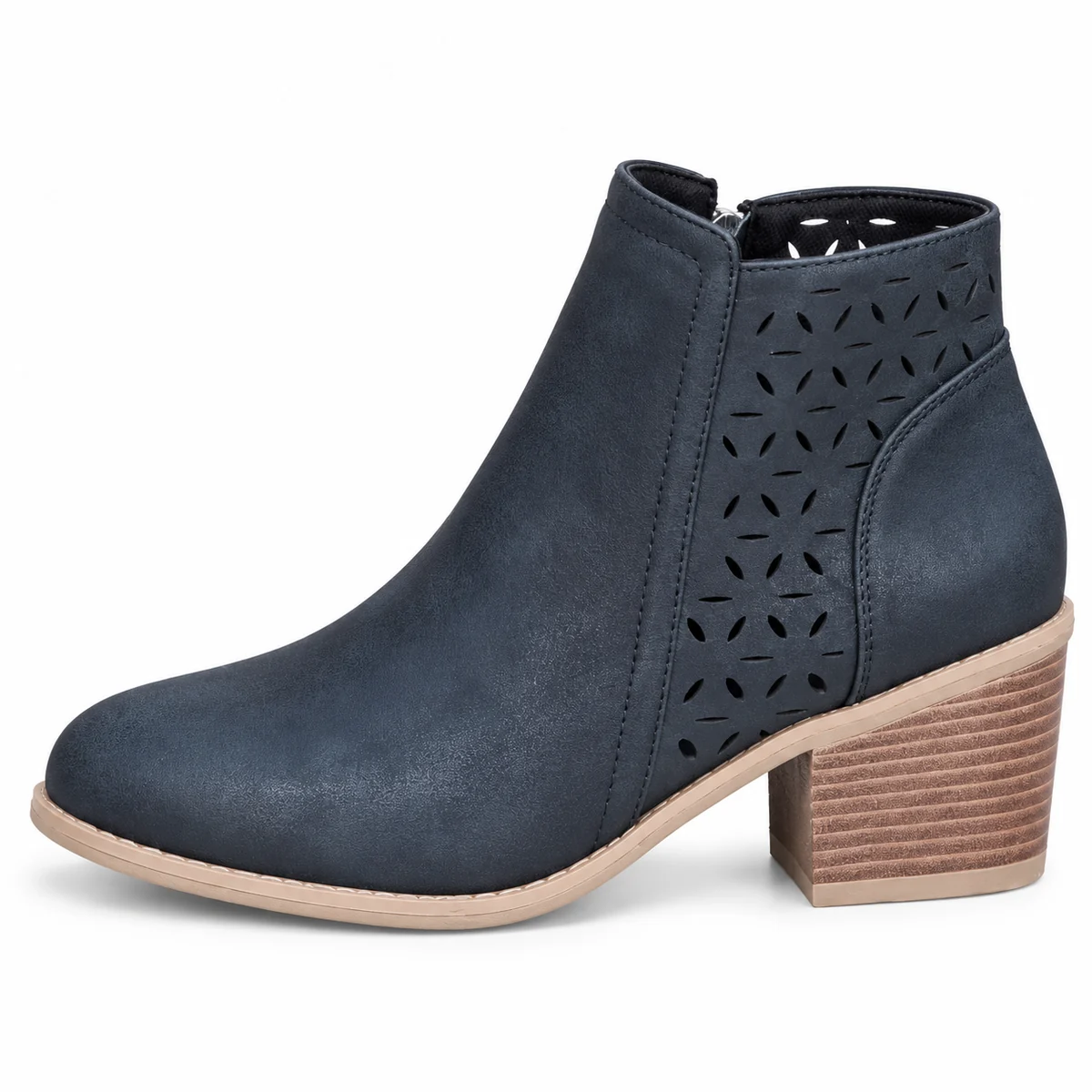 Bottines noires ajourées avec talon carré pour femme tendance