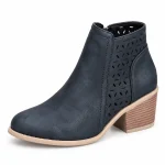 Bottines femme noires ajourées à talon carré élégantes