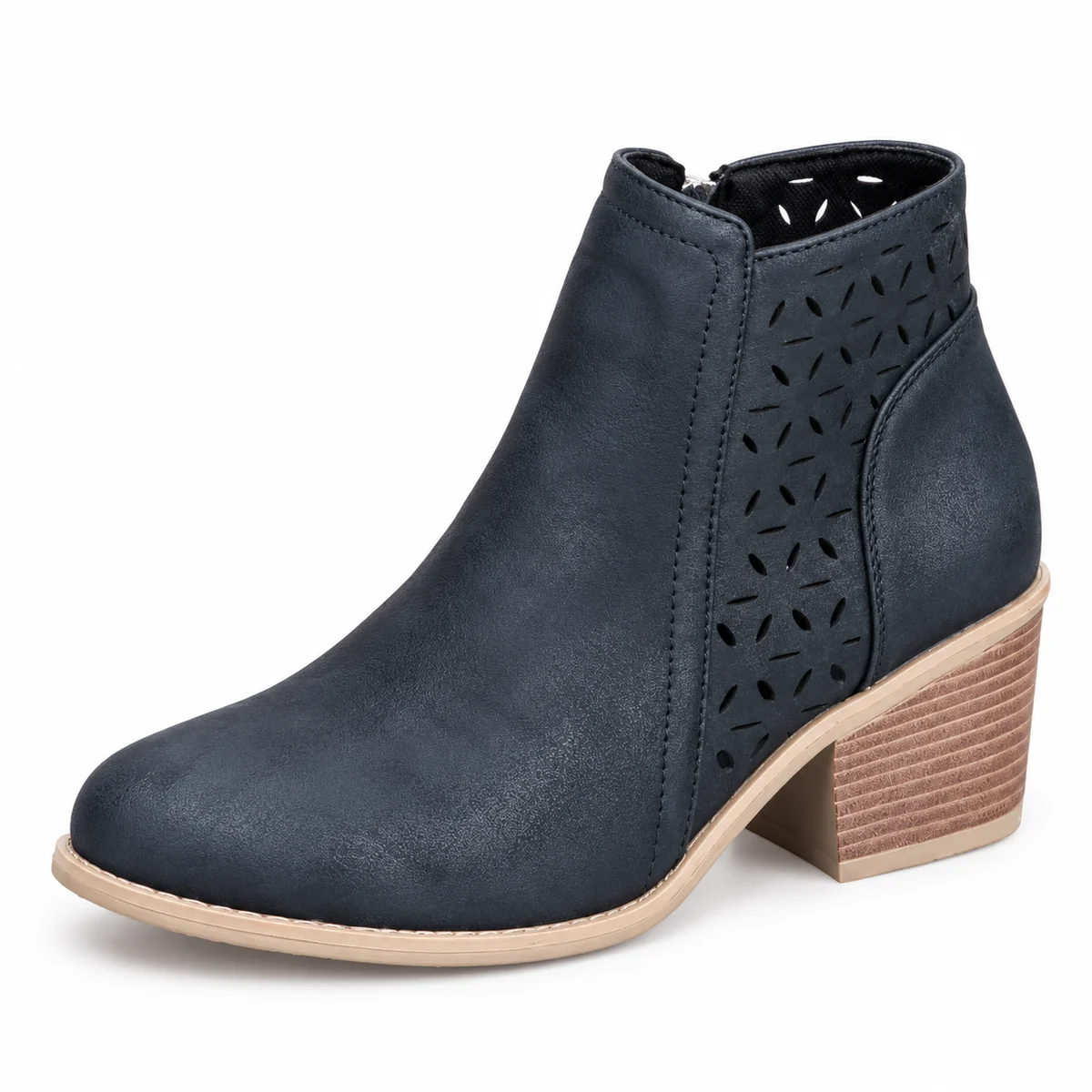 Bottines femme noires ajourées à talon carré élégantes