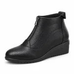 Bottines femme noires à zip avec talon compensé élégantes
