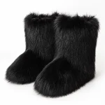 Bottines femme noires effet peluche à tige courte élégantes et confortables