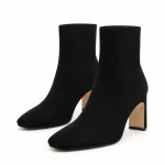 Bottines femme noires en suédine avec talon carré