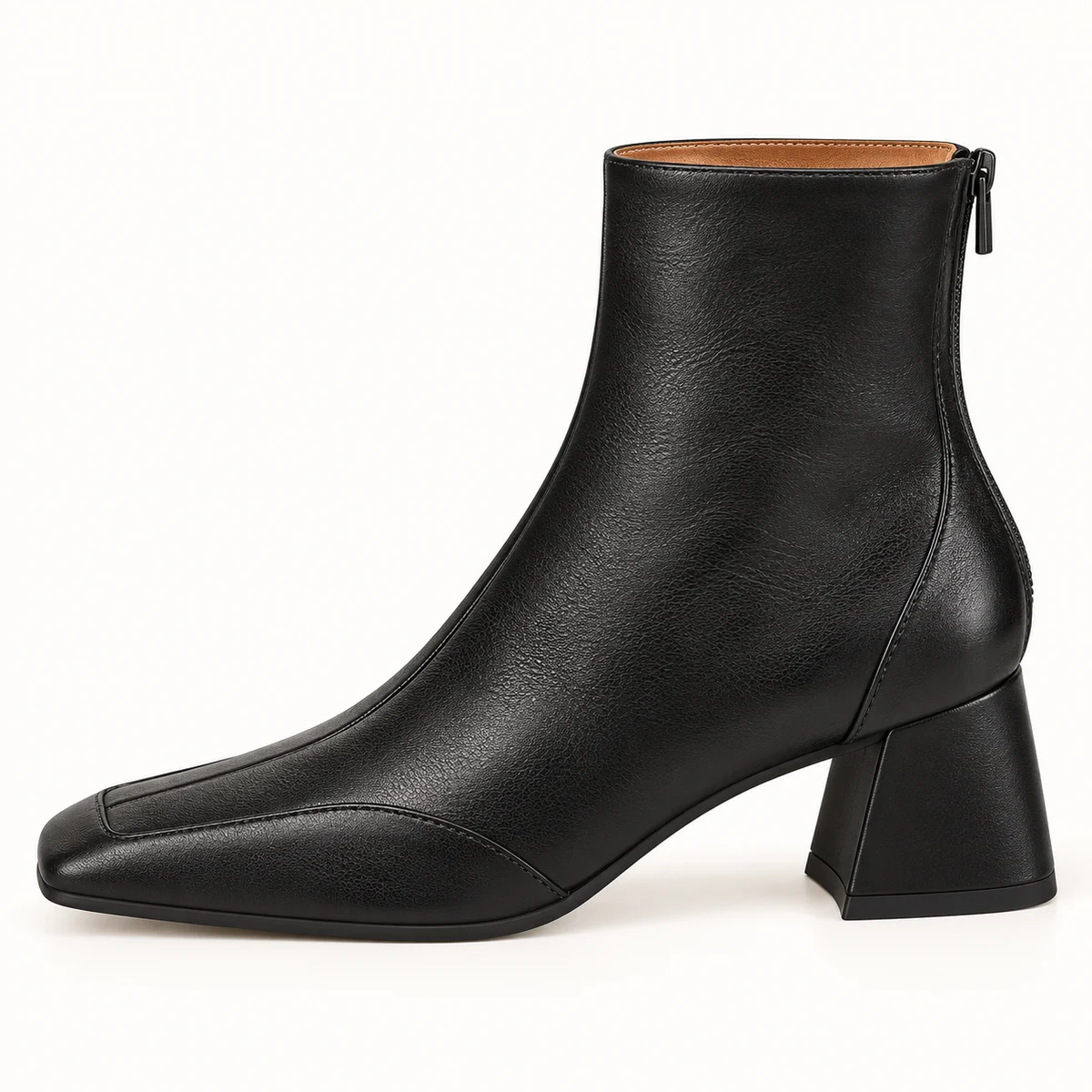 Bottines fourrées noires pour femme avec design à bout carré tendance