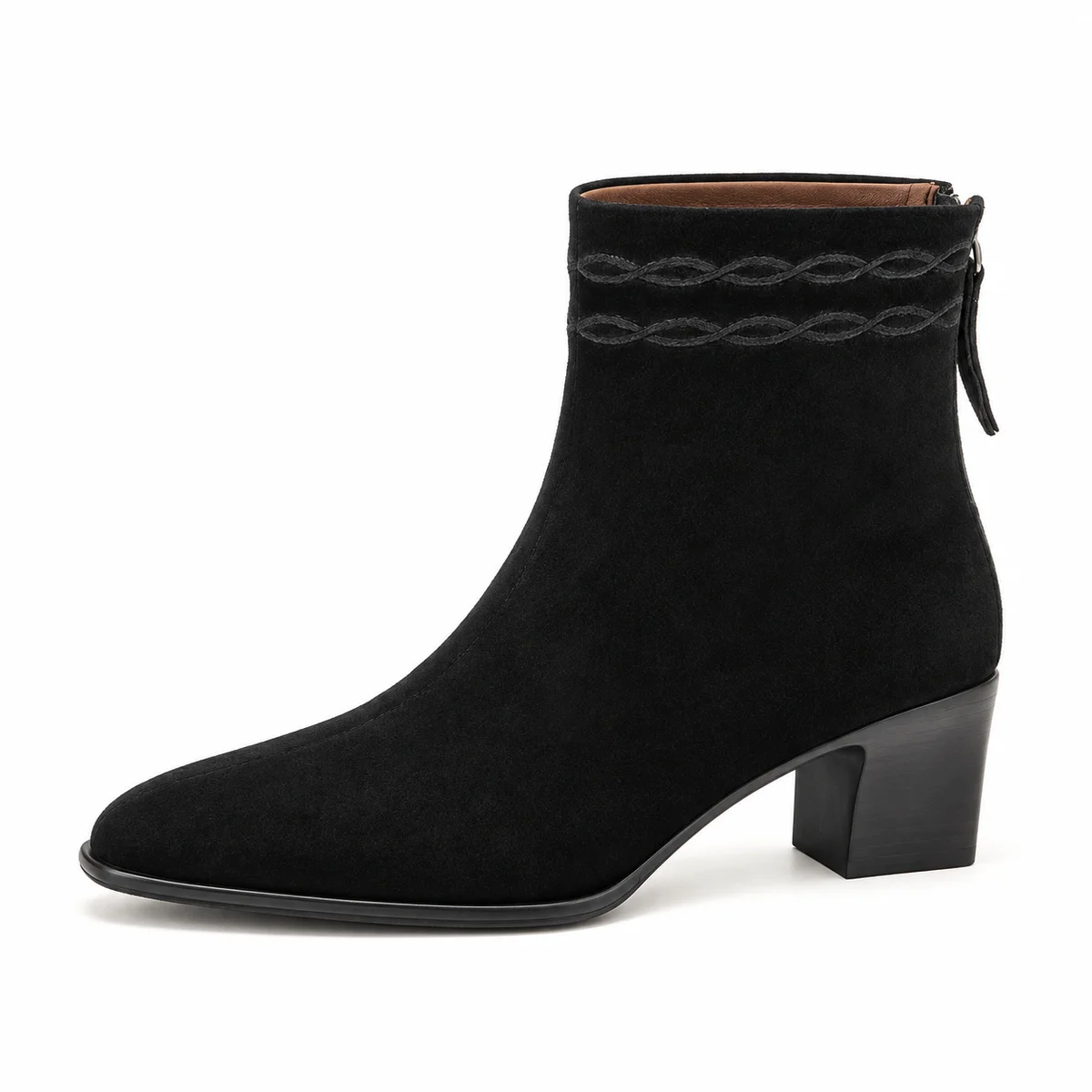 Bottines noires pour femme avec détail en bride décorative et doublure chaude