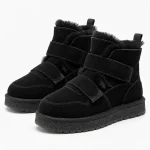 Bottines pour femme noires fourrées avec double scratchs élégantes