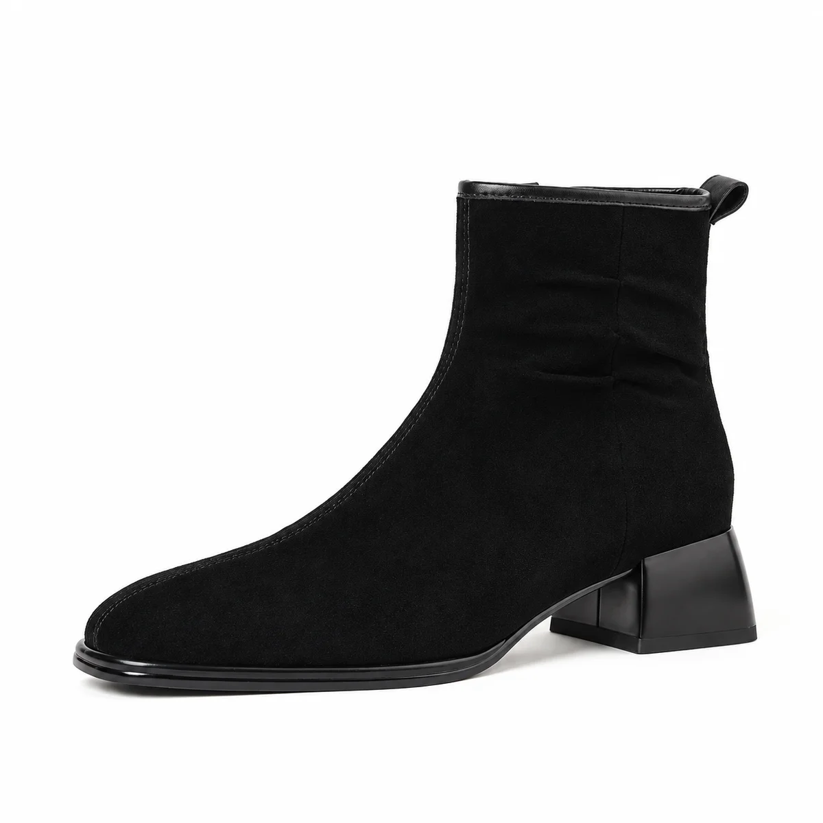 Bottines fourrées noires à talon carré pour femme élégante