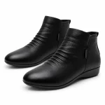 Bottines femme noires fourrées à talon compensé élégant