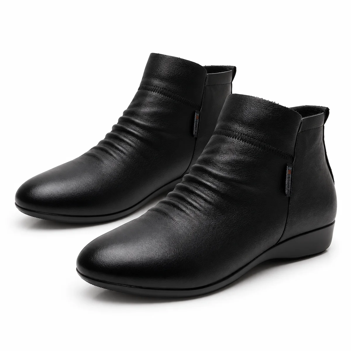 Bottines femme noires fourrées à talon compensé élégant