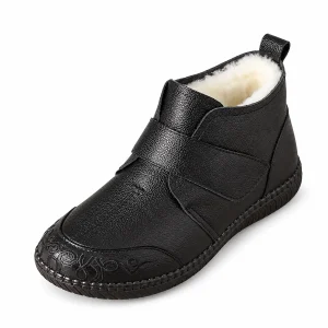Bottines femme noires fourrées avec zip avant pour l'hiver