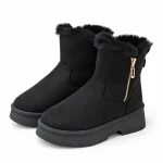Bottines femme noires fourrées avec zip doré pour hiver élégante