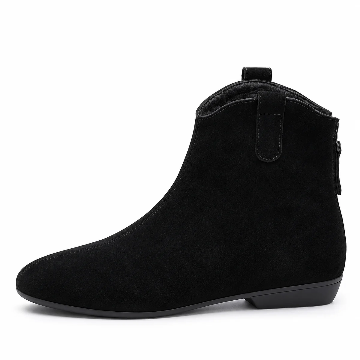 Bottines d'hiver pour femme noires avec fermeture éclair et fourrure intérieure
