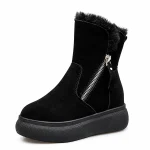 Bottines femme noires fourrées avec zip oblique pour confort hivernal