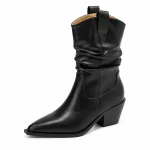 bottines femme noires plissees a talon incline lot18b vue principale