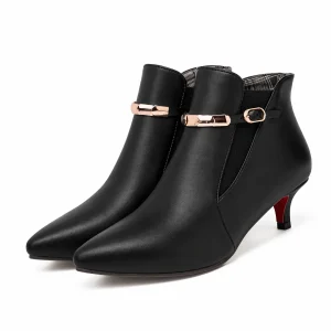 Bottines femme noires pointues avec petit talon fin élégantes