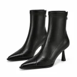Bottines femme noires à talon aiguille pointues élégantes
