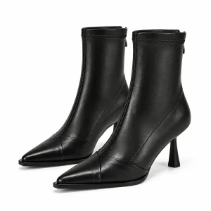 Bottines femme noires à talon aiguille pointues élégantes
