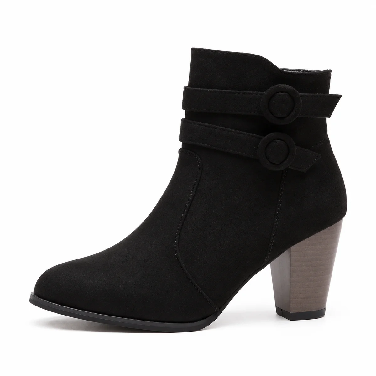 Bottines noires à brides et talon carré pour femme tendance rétro