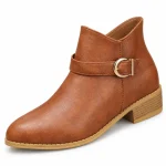 Bottines femme pointues à boucle et talon marron élégantes
