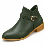 Bottines femme pointues à boucle verte avec talon élégant