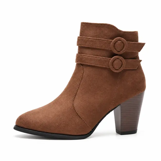 Bottines à talon plateforme pour femme en cuir marron foncé