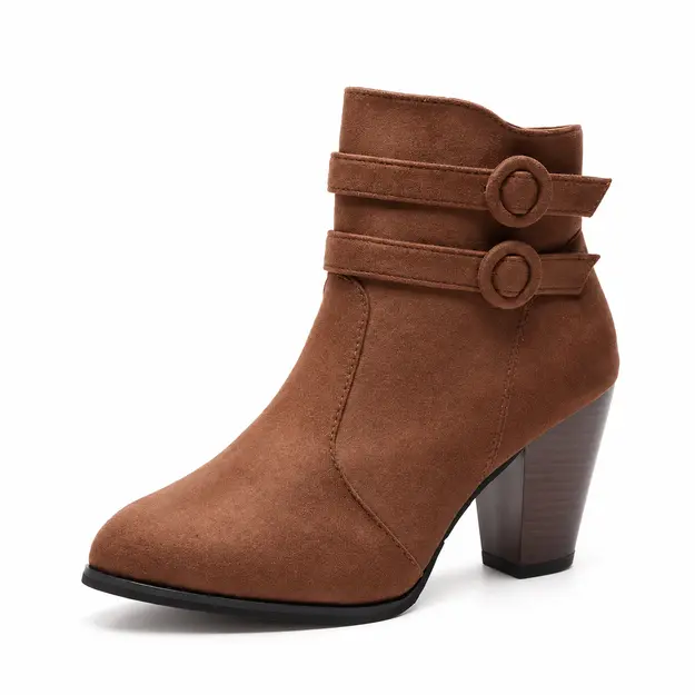 Bottines femme rétro à plateforme marron foncé élégantes