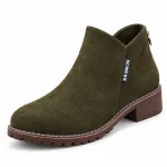 bottines femme vertes a zip et finition mate vue de trois quarts sur fond blanc 44740