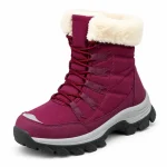bottines femme violettes en pu a lacets vue de trois quarts sur fond blanc 44789
