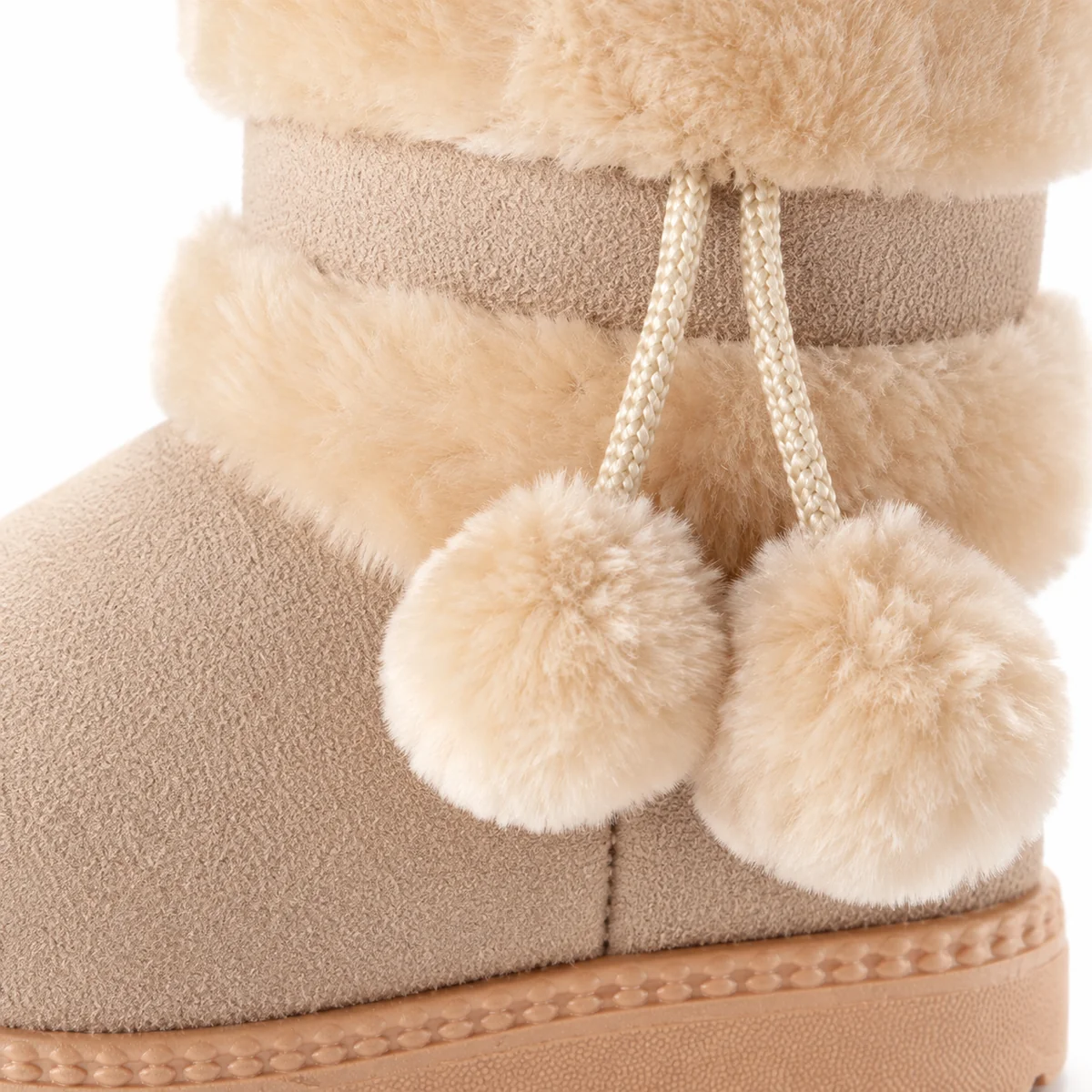 bottines fille beiges fourrees a pompo 44524 11b detail