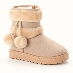 bottines fille beiges fourrees a pompo 44524 11b vue principale