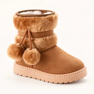 bottines fille kaki fourrees a pompon 44525 11b vue principale