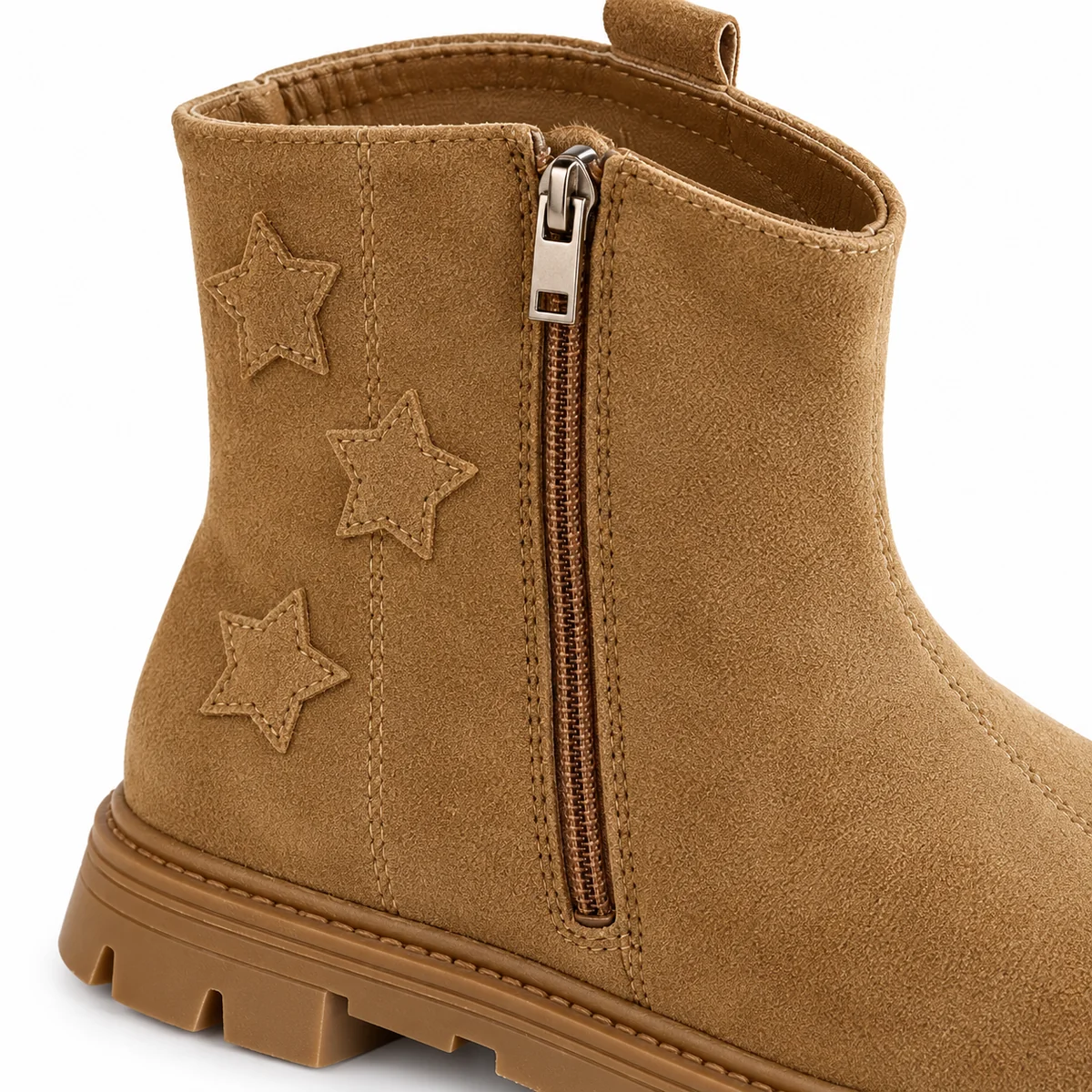 Chaussures pour enfant fille marron étoilée avec fermeture éclair latérale