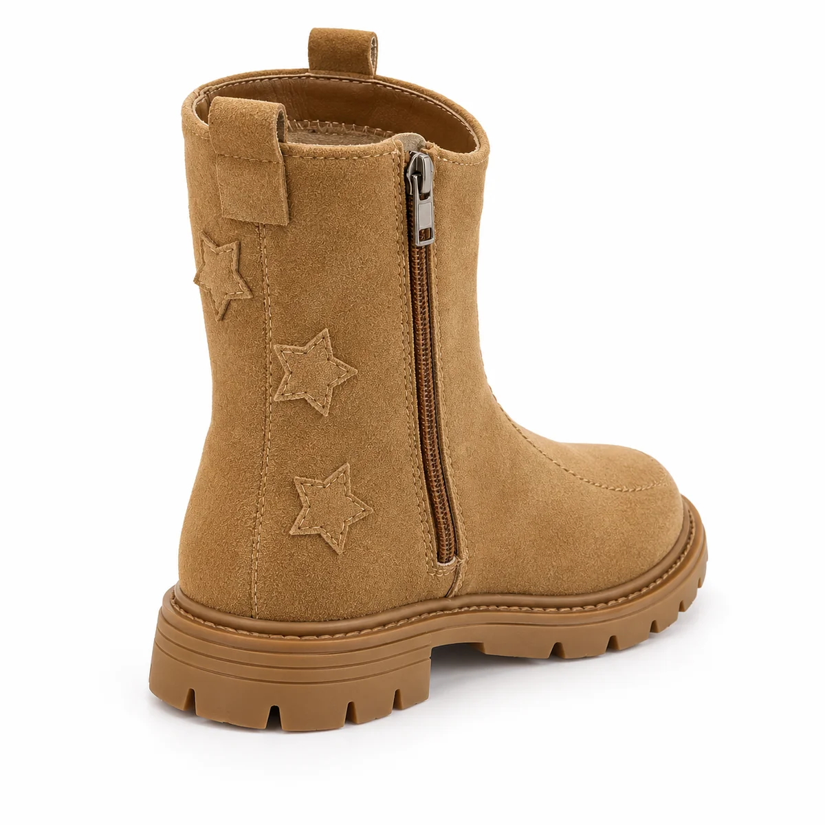 Bottines filles marron décorées d'étoiles avec fermeture zip pratique