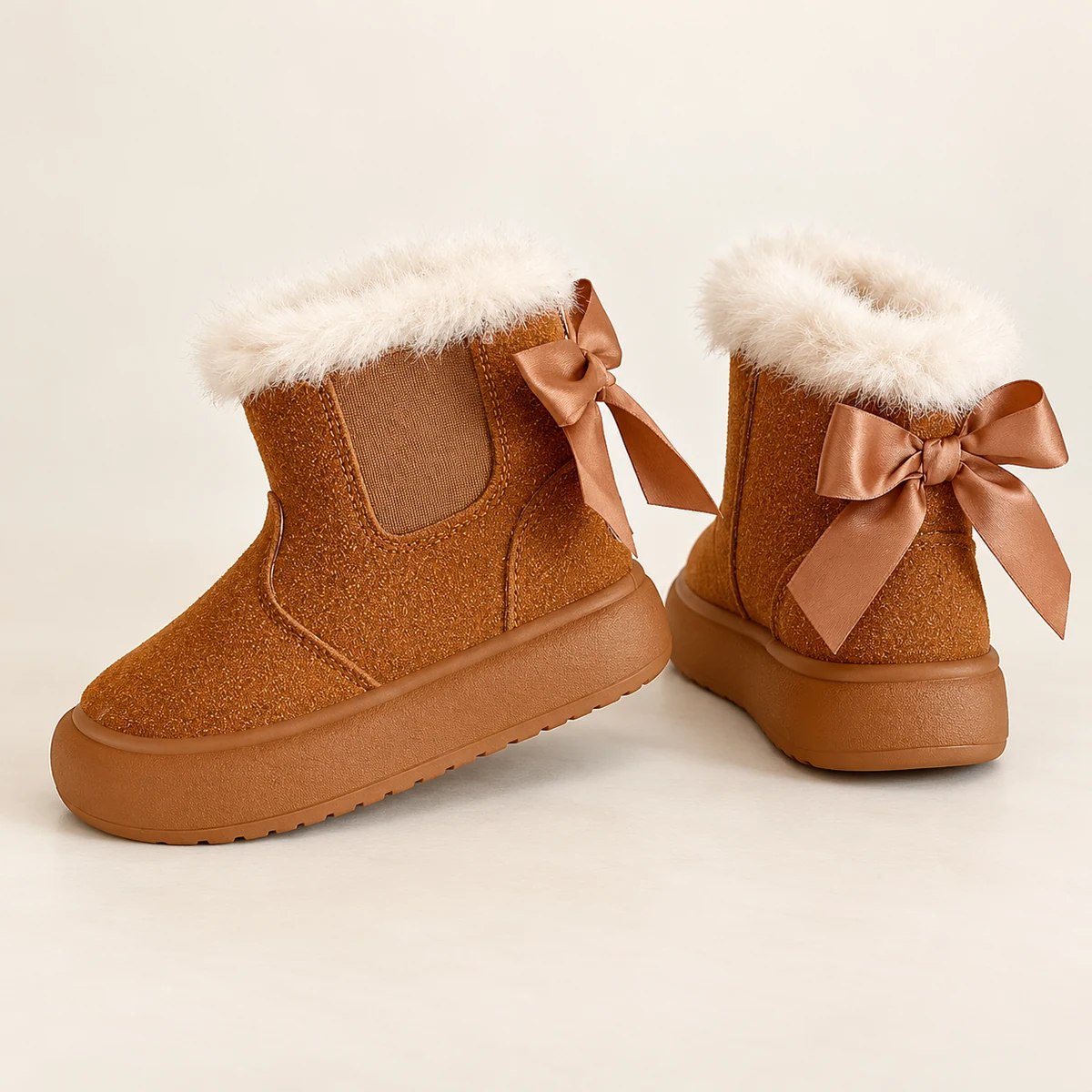 Bottines enfant marron à nœud et zip pour look chic