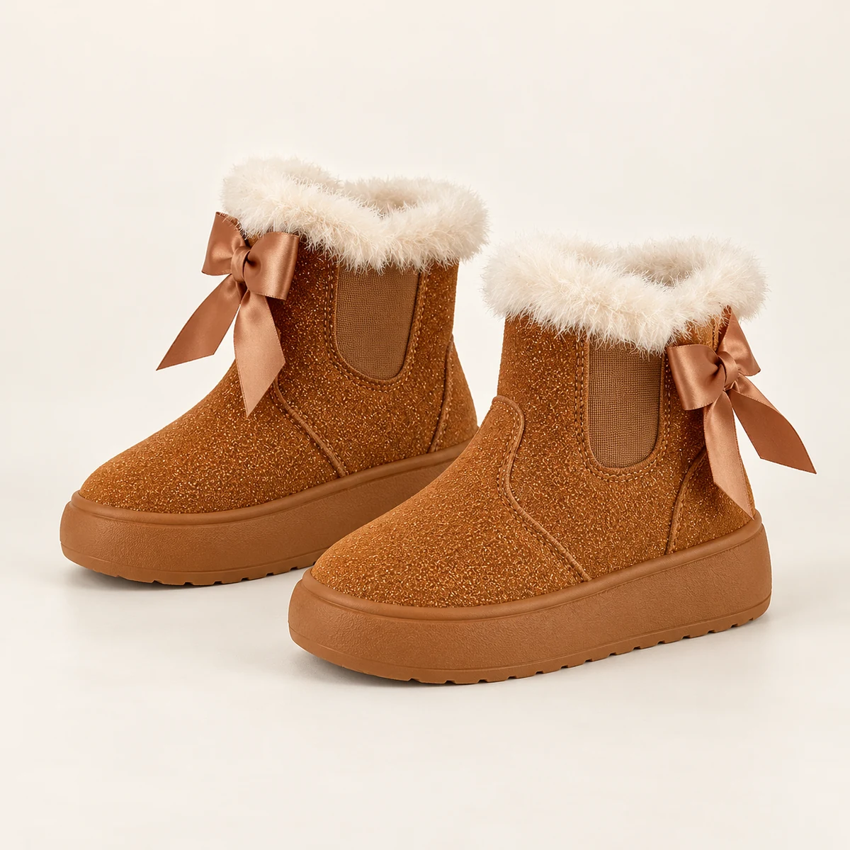 Bottines fille marron avec nœud arrière et fermeture éclair