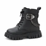Bottines fille noires avec chaîne et zip mode enfant