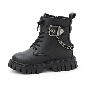 Bottines fille noires avec chaîne et zip mode enfant