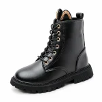 Bottines fille noires à lacets et zip avec semelle crantée très tendance