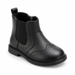 Bottines fille noires à zip avec bout arrondi et semelle antidérapante