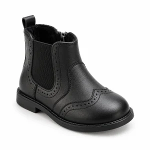 Bottines fille noires à zip avec bout arrondi et semelle antidérapante