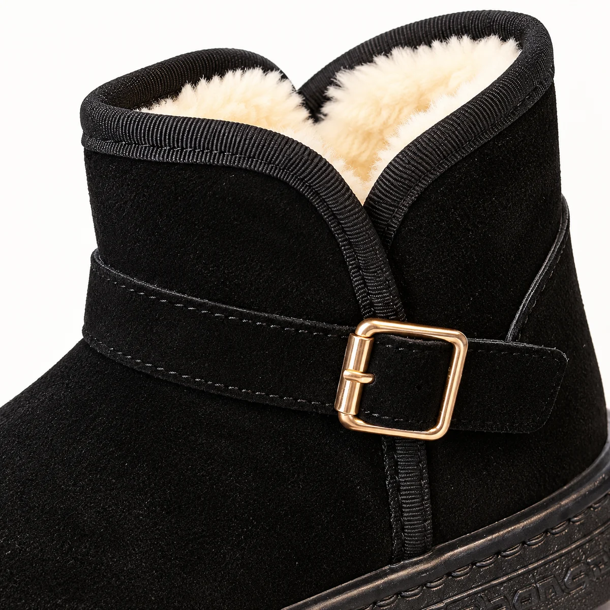 Chaussures d hiver fille noires avec bride et boucle en cuir
