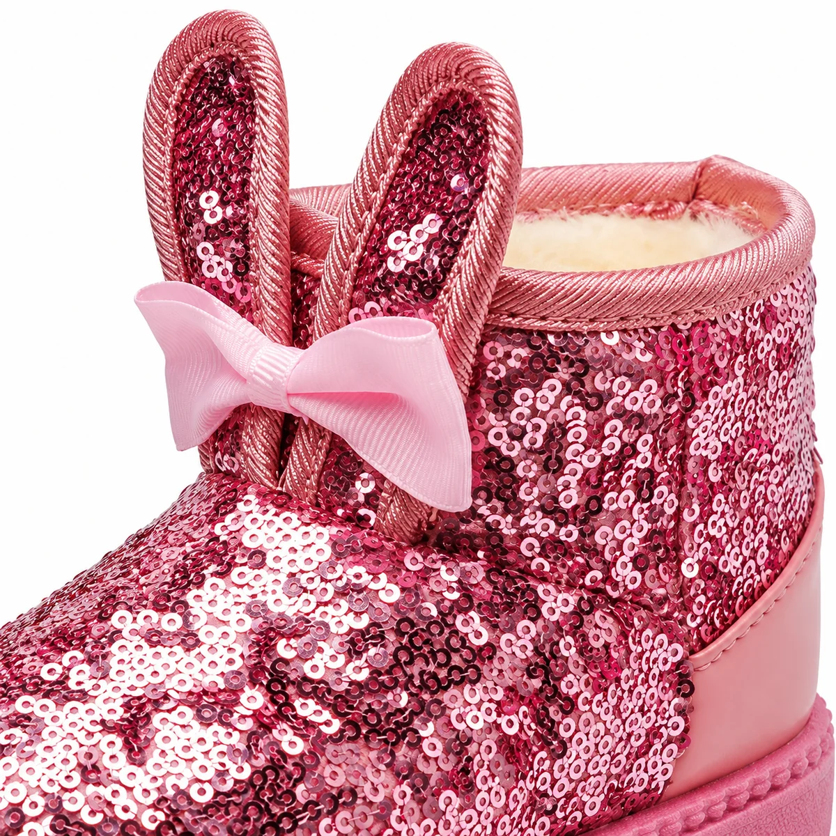 Chaussures fille roses à sequins avec détails oreilles et nœud, mode enfant