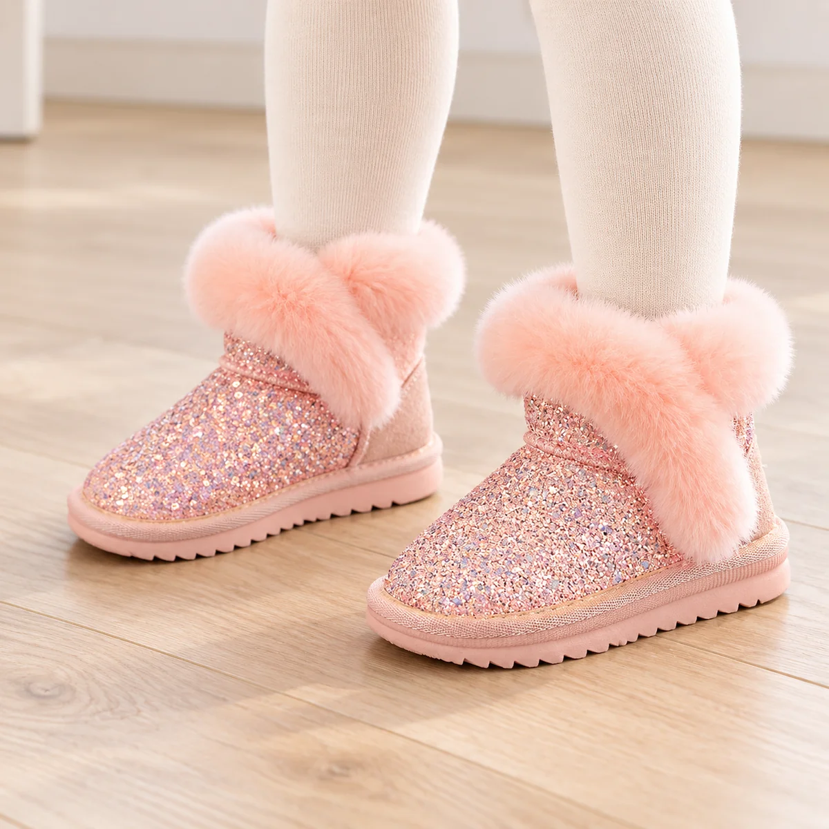 bottines fille roses fourrees a bride 44535 11b porte