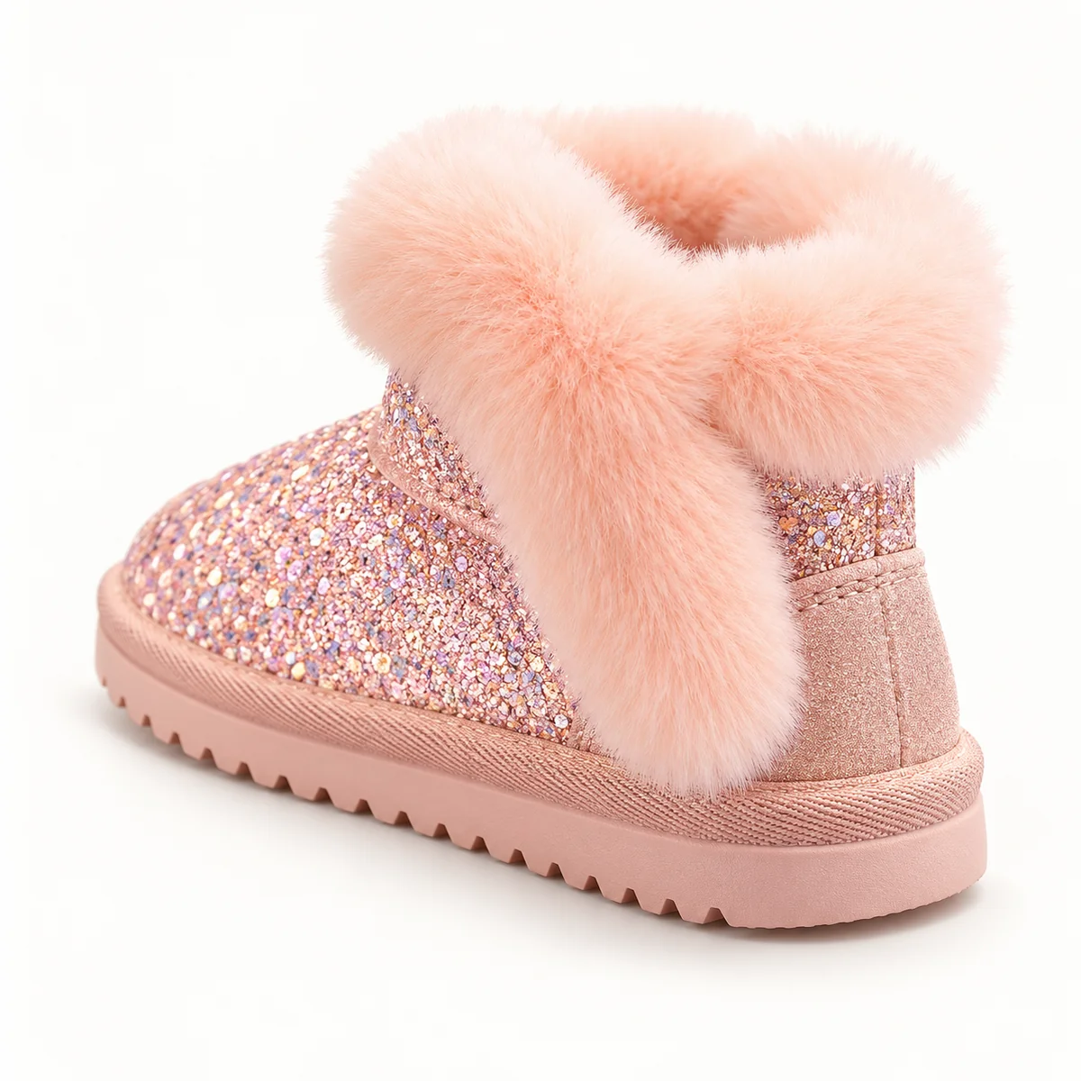 bottines fille roses fourrees a bride 44535 11b vue arriere