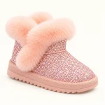 bottines fille roses fourrees a bride 44535 11b vue principale