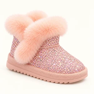 bottines fille roses fourrees a bride 44535 11b vue principale
