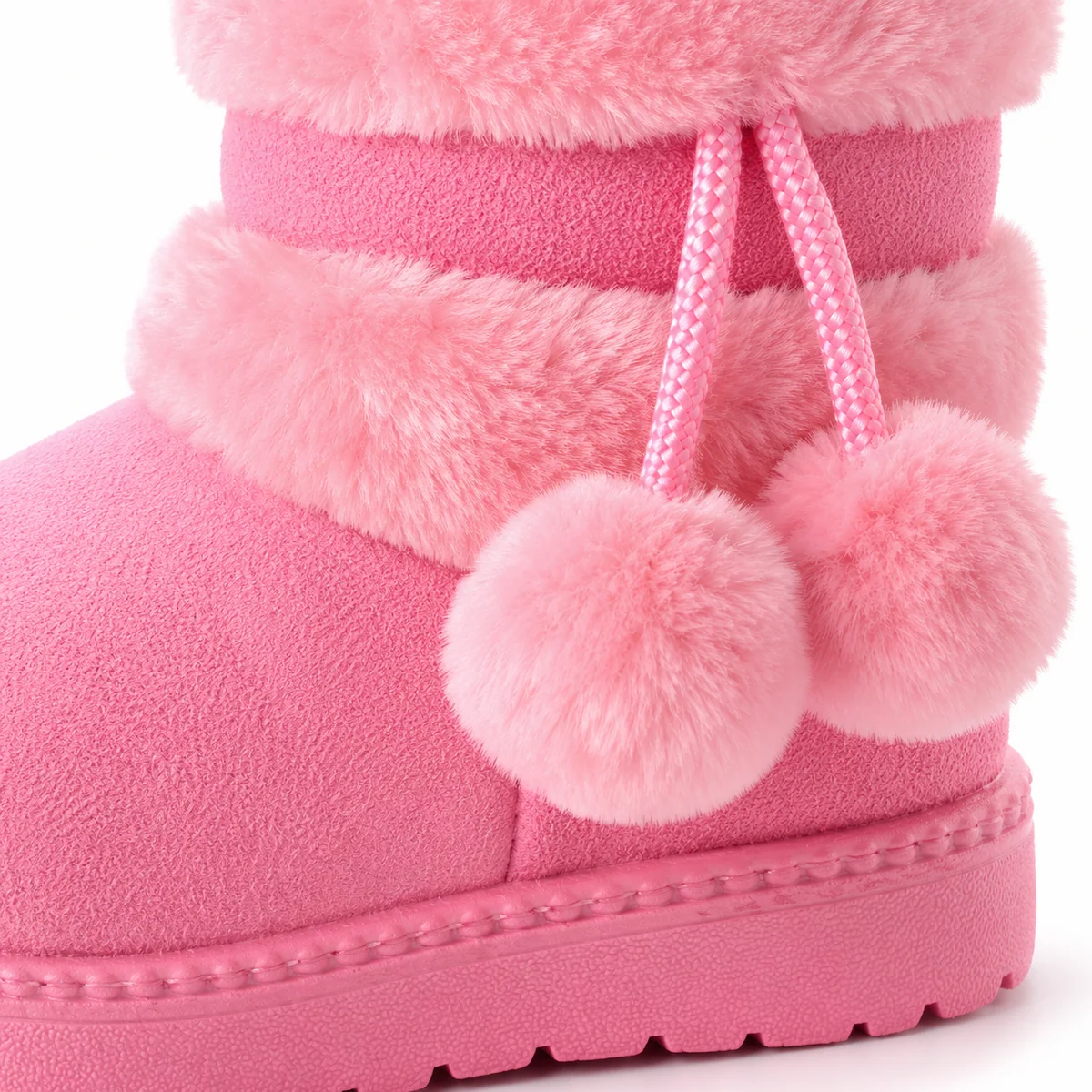 bottines fille roses fourrees a pompon 44526 11b detail
